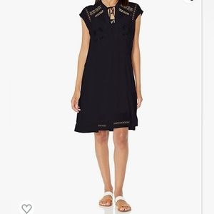 Luck Brand  Women's sleeveless tie neck lace insert dress, Medium,  Blue
